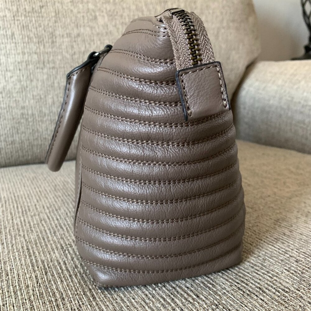 NWT Botkier Leather Top Handle Moto Satchel Winter Grey Quilted Panels MSRP $248 - Picture 8 of 15